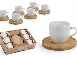 6 Tazzine Con Piattino Bamboo