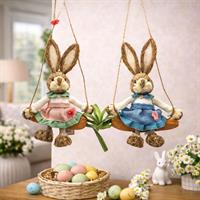 Coniglia Impagliata Su Altalena H.78X15X34Cm.