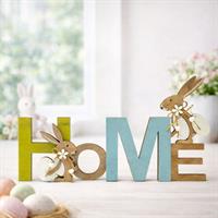Home Legno Colorato Con Conigli H. 20X40X6Cm.