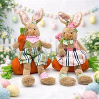 Coniglio Peluche Seduti/Carote Con Gambe H.46 Cm 2Ass.Ti