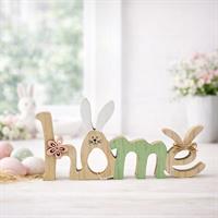 Scritta Home Legno Colorato Con Orecchie H. 14X29X2Cm.