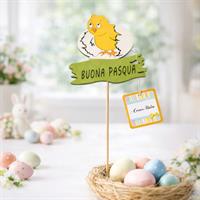 Decoro Pasqua Legno Su Stecchino-H38Cm-Pulcino-11/16X12Cm
