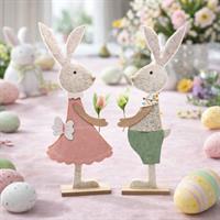 Coniglio Panno H52Cm Con Base Legno