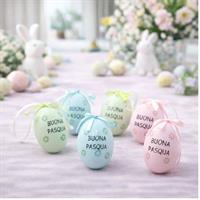 Set 6 Ovetti 4X6Cm. Da Appendere Rosa/Verde/Azzurro.