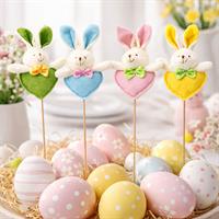 Coniglio In Tessuto Con Cuore Su Stecchino H36X13X5Cm