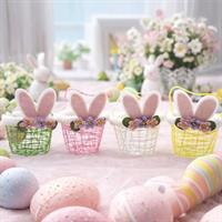 Cestino Pasquale Con Orecchie. Con Fiori