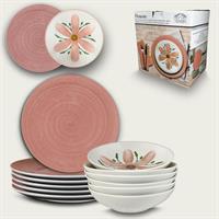 Servizio Piatti 12 Pz  Flowers Rosa