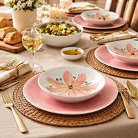 Servizio Piatti 12 Pz  Flowers Rosa