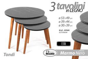 Tavolino Elite Tondo Nero 30X39Cm