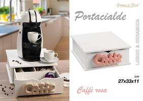 Portacialde Legno Bianco Caffe Rosa