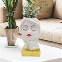 Vaso Bambolina 18Cm Bianco Base Oro