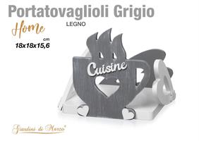 Portatovaglioli Legno Tazza Grigia