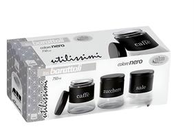 3 Barattoli Neri 750 Ml