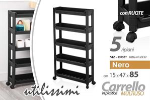 Carrello A 5 Ripiani Nero 47*15*85 Cm