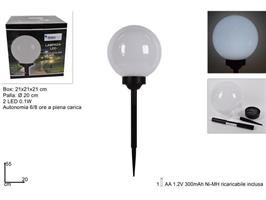 Lampada Solare Palla 20Cm 2 Led