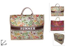 Borsa Mare 56X42 Cm Juta Fiori E Farfalle Summer Trend