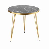 Tavolo (Mdf,Ferro) 30*39 Cm Marmo Nero/Oro