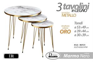 Tavolo (Mdf,Ferro) 53*49 Cm Marmo Oro