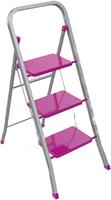 Sgabello Acciaio Slimmy 3 Gradini Gri/Fucsia