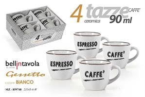 4 Tazzine 90 Ml Gesso