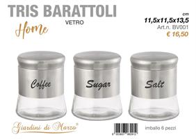 Tris Barattoli 650 Ml Vetro/Argento -Home
