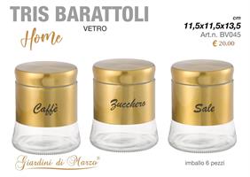 Tris Barattoli Vetro 650 Ml Oro