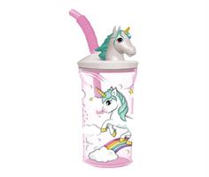 Bicchiere Con Cannuccia Unicorno 3D Ml.360