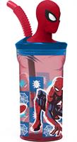 Bicchiere Spiderman Con Cannuccia 360ML 3D Ecozen