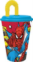 BICCHIERE C/CANNUCCIA ml.430 SPIDERMAN