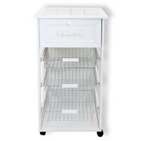 CARRELLO CUCINA 3 CESTI+RIBALTA BIANCO