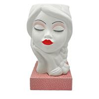Vaso Bambolina 35 Cm Bianco Base Rosa