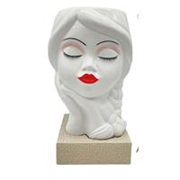 Vaso Bambolina 35cm Bianco Base Tortora