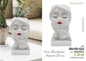 Vaso Bambolina 25cm Bianca Base Argento