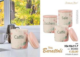 Tris Barattoli Ceramica Cuori