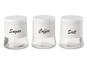 Tris Barattoli 650 Ml Vetro/Bianco -Home
