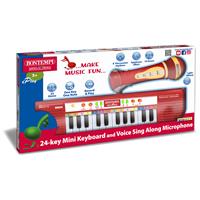 Tastiera 24 Tasti Con Microfono Karaoke Rossa Bontempi