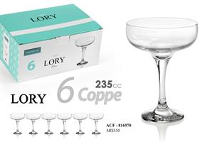 6 Coppe Vetro Lory 235 Cc