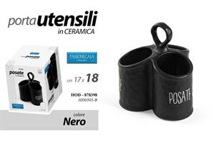 Porta Posate Ceramica Nero 17*16*18 Cm