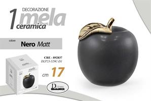 Decorazione Mela Ceramica Matt Nero 17 Cm