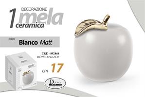 Decorazione Mela Ceramica Matt Bianca 17 Cm