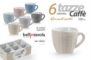 6 Tazzine Caffe 100 Ml Ceramica