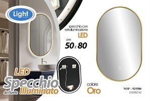 Specchio Led Oro 50*80*1,5 Cm