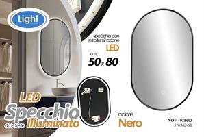 Specchio Led Nero 50*80*1,5 Cm