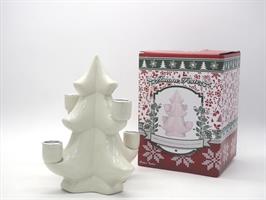 Albero Bianco Con 4 Porta Candela H.17,5/D.17/19Cm.