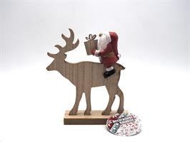 Renna Legno C/B.Nat. H.17X15Cm. Rosso I Mis.