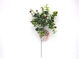 Rametto C/Bacche Rosse+Foglie Folto L.26Cm. Nevato