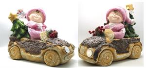 Bambino/A Seduto In Macchina Magnesia H.33/36X42X22Cm
