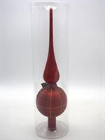 Puntale In Vetro H.31Xd.8Cm Rosso C/Decori Oro/Rossi.