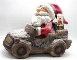 Babbo Natale Seduto In Macchina Magnesia Rosso H.33X42X22Cm