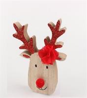Renna Legno C/Fiore Rosso H.17X2X12 Cm.